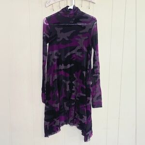 Jean Paul Gaultier Soleil Camouflage Turtleneck Long Sleeve Shift Dress